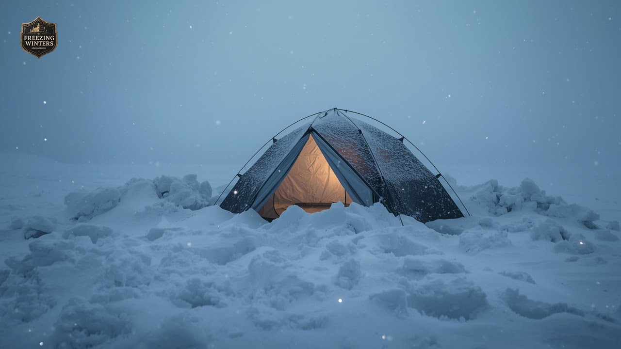 Winter Camping in a Snowstorm ❄️ Cold Wind & Blizzard Sounds for Deep Sleep & Stress Relief