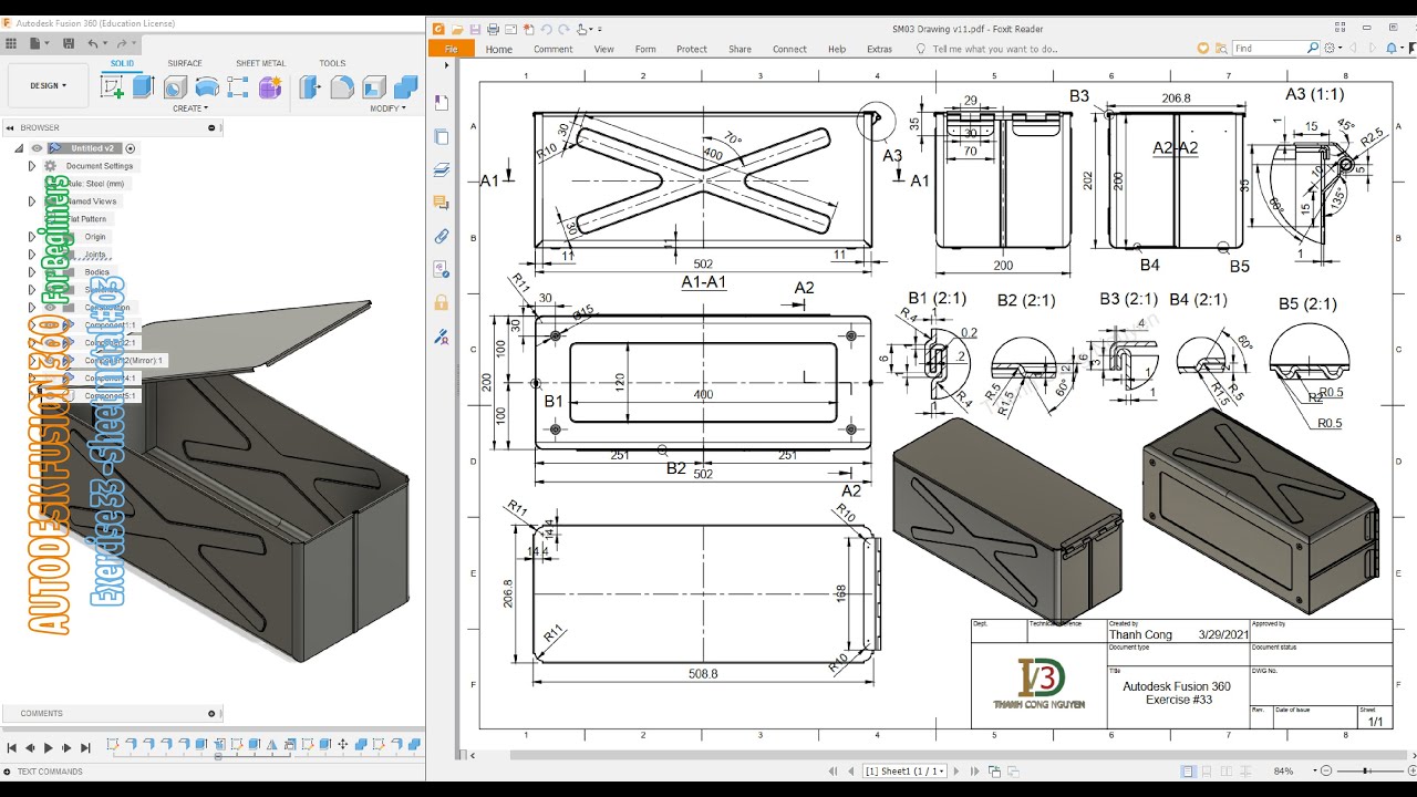 Autodesk Fusion 360 Exercise 33 -Sheet Metal #03+ Music background