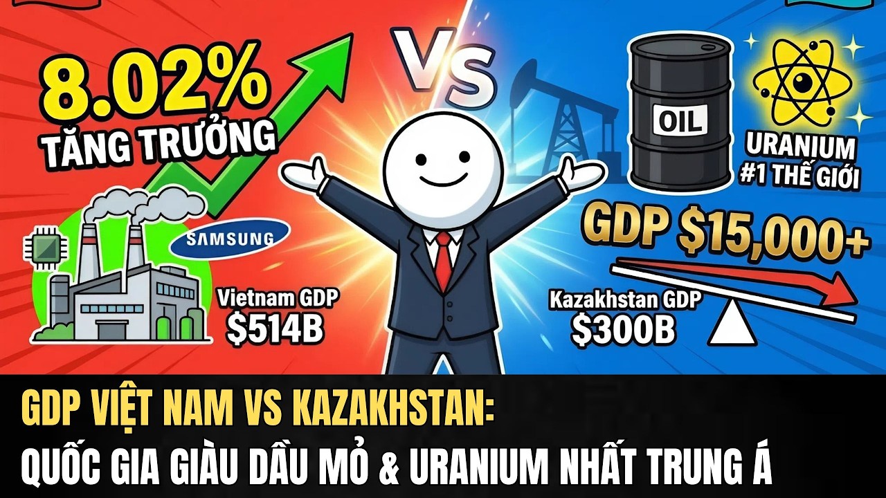 GDP Việt Nam vs Kazakhstan: Quốc Gia Giàu Dầu Mỏ & Uranium Nhất Trung Á Bị Tụt Lại Phía Sau ?