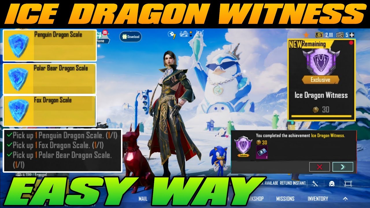 HOW TO COMPLETE ICE DRAGON WITNESS ACHIEVEMENT IN BGMI | PENGUIN, POLAR BEAR & FOX DRAGON SCALE BGMI