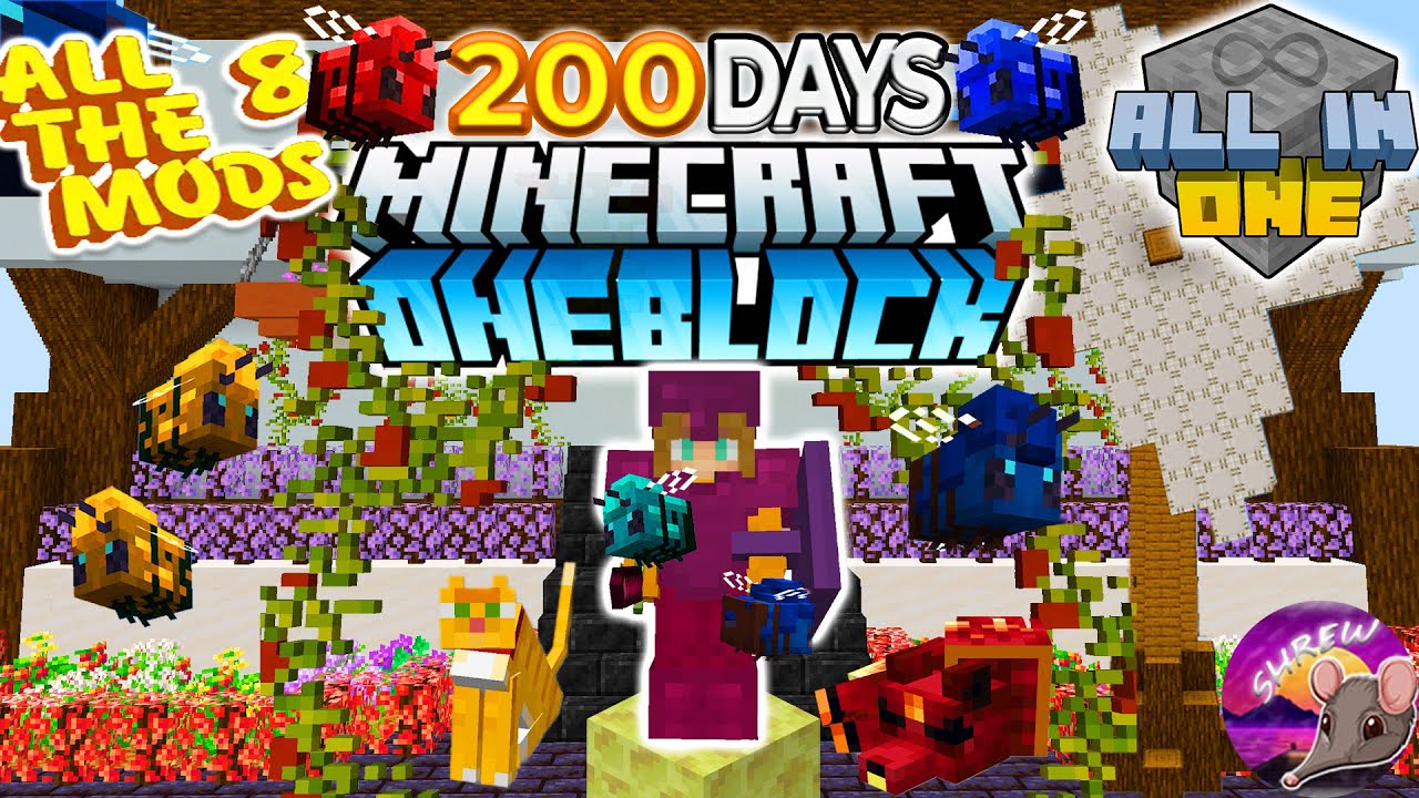 I Played 200 Days In  MEGA Modded One Block Sky Block In Minecraft... And Here's What Happened