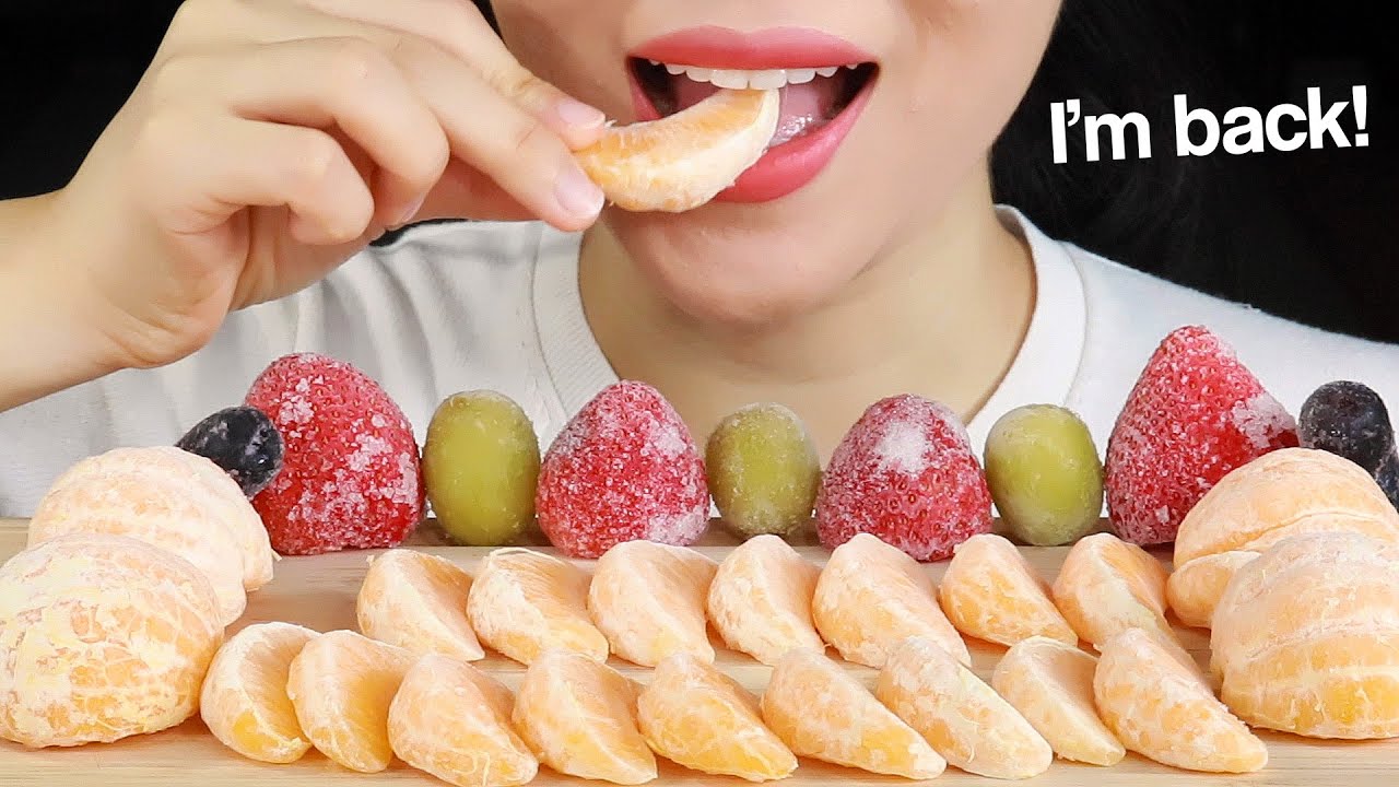 ASMR FROZEN FRUITS MANDARINS EATING SOUNDS MUKBANG