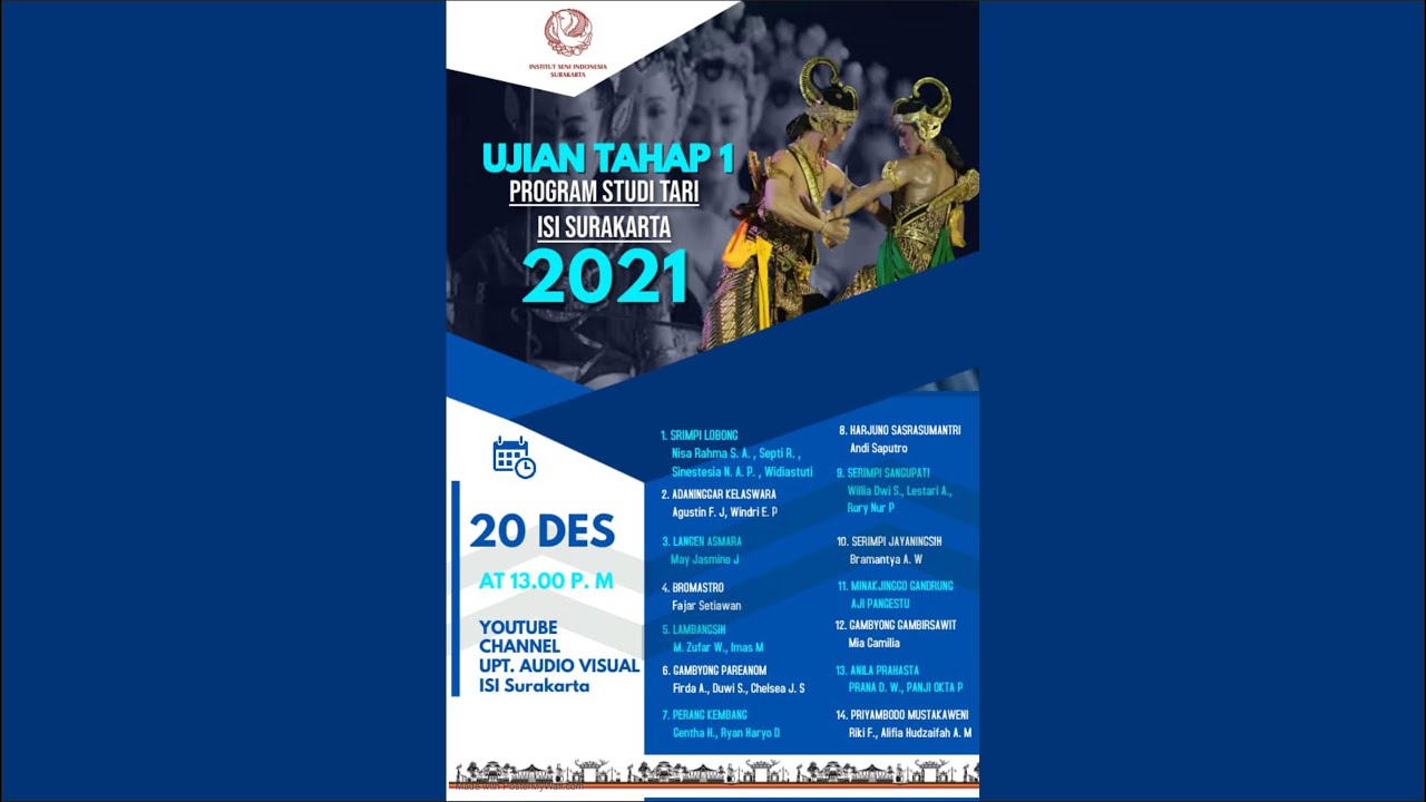 Ujian Tahap 1 Program Studi Tari ISI Surakarta 2021