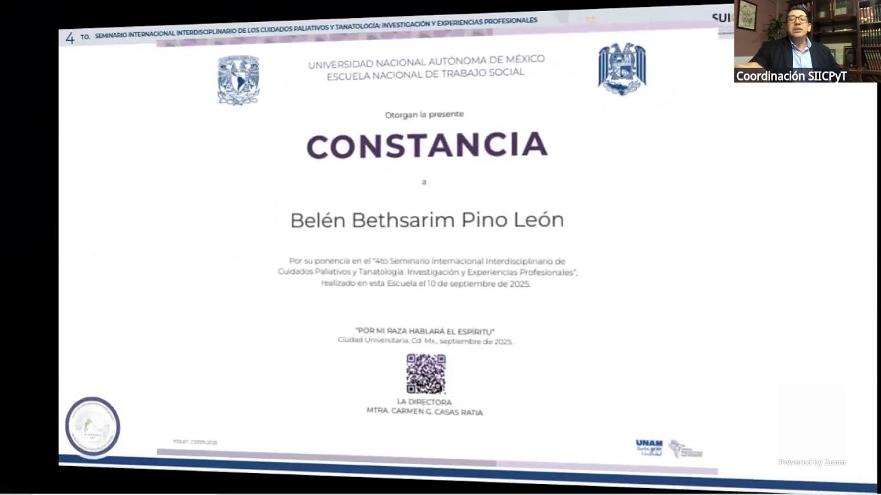 Sesi&oacute;n 10 del  4&ordm; Seminario Internacional Interdisciplinario de Cuidados Paliativos y Tanatolog&iacute;a.