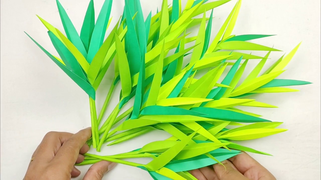 how to make paper flower leaves/paper leaves craft - DIY easy paper leaf making idea new #3