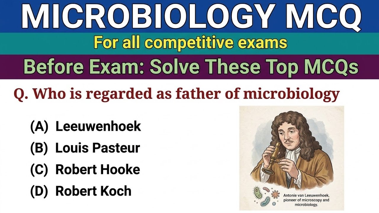 microbiology mcq question answers || father of microbiology