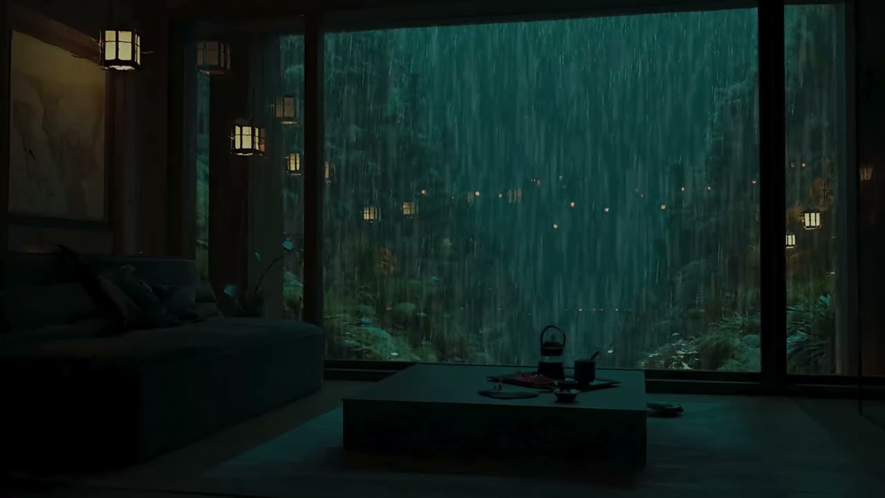Deep Sleep Rain Sounds 🌧️ 3 Hours Heavy Rain Outside a Cozy Japanese Room, No Music