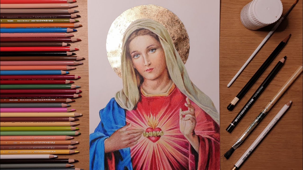 Drawing Virgin Mary, mother of Jesus