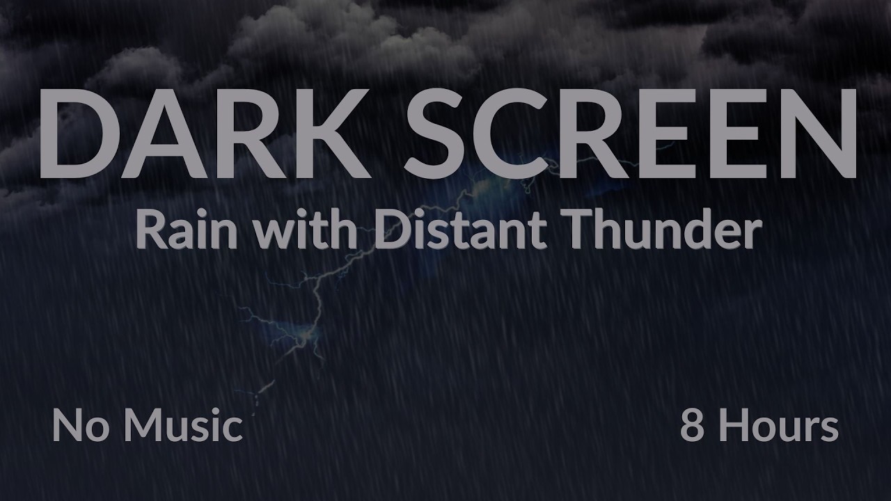 Rain with Distant Thunder | Black Screen | 8 Hours | No Music