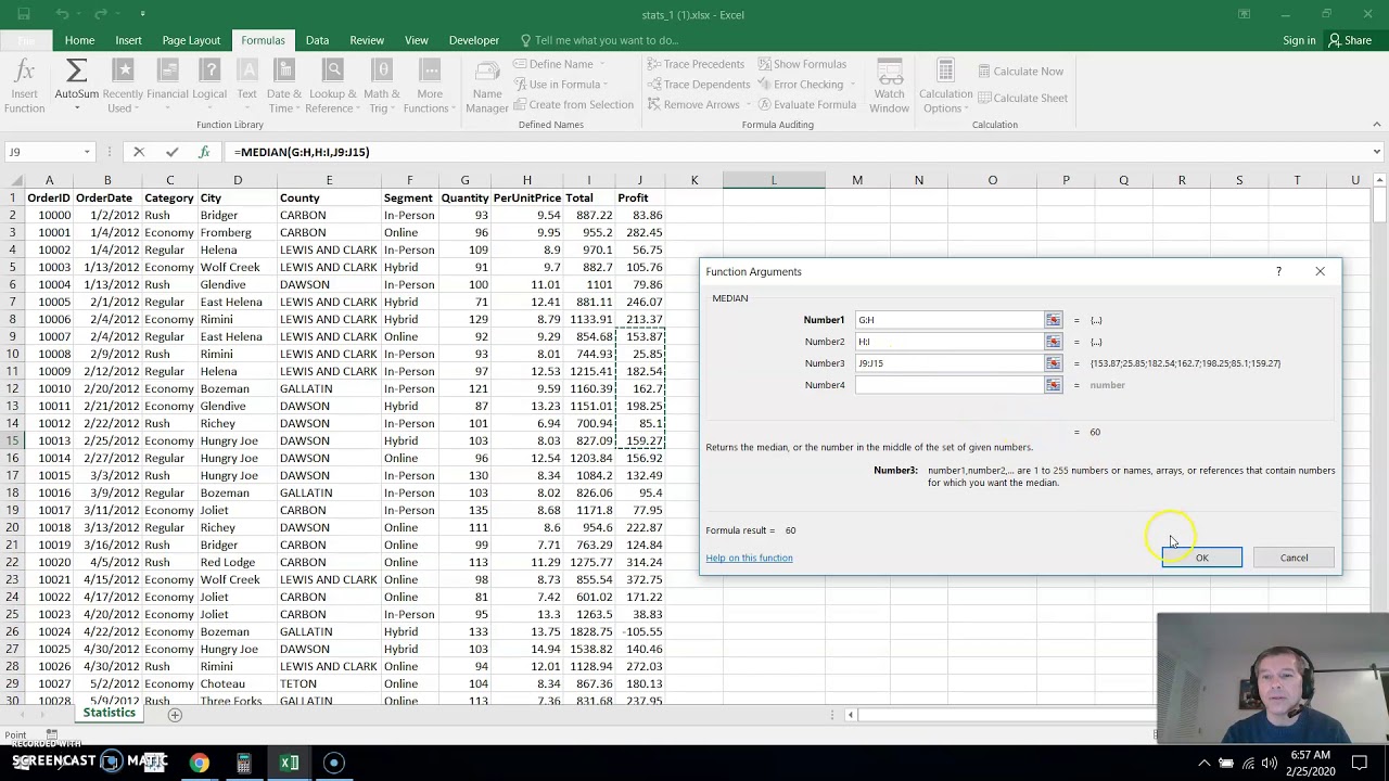 Basic stats on Excel 2