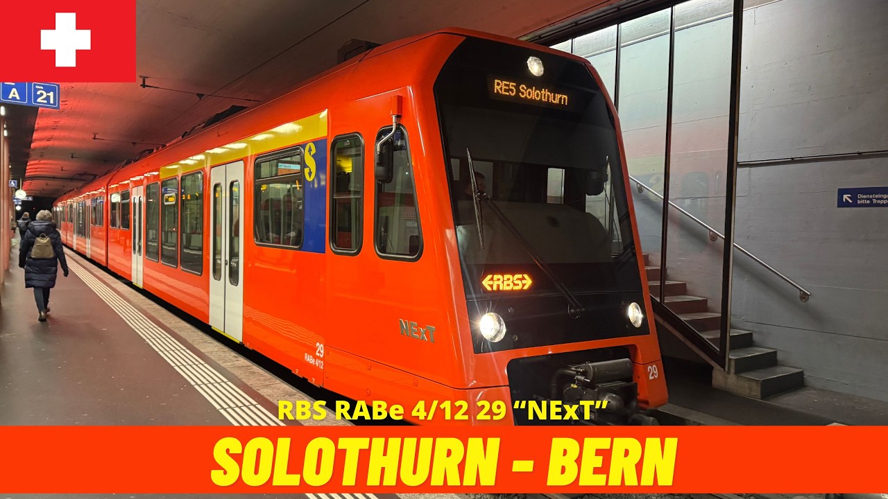 Cab Ride Solothurn &rarr; Bern (RBS, Switzerland, November 2025) train driver's view 4K