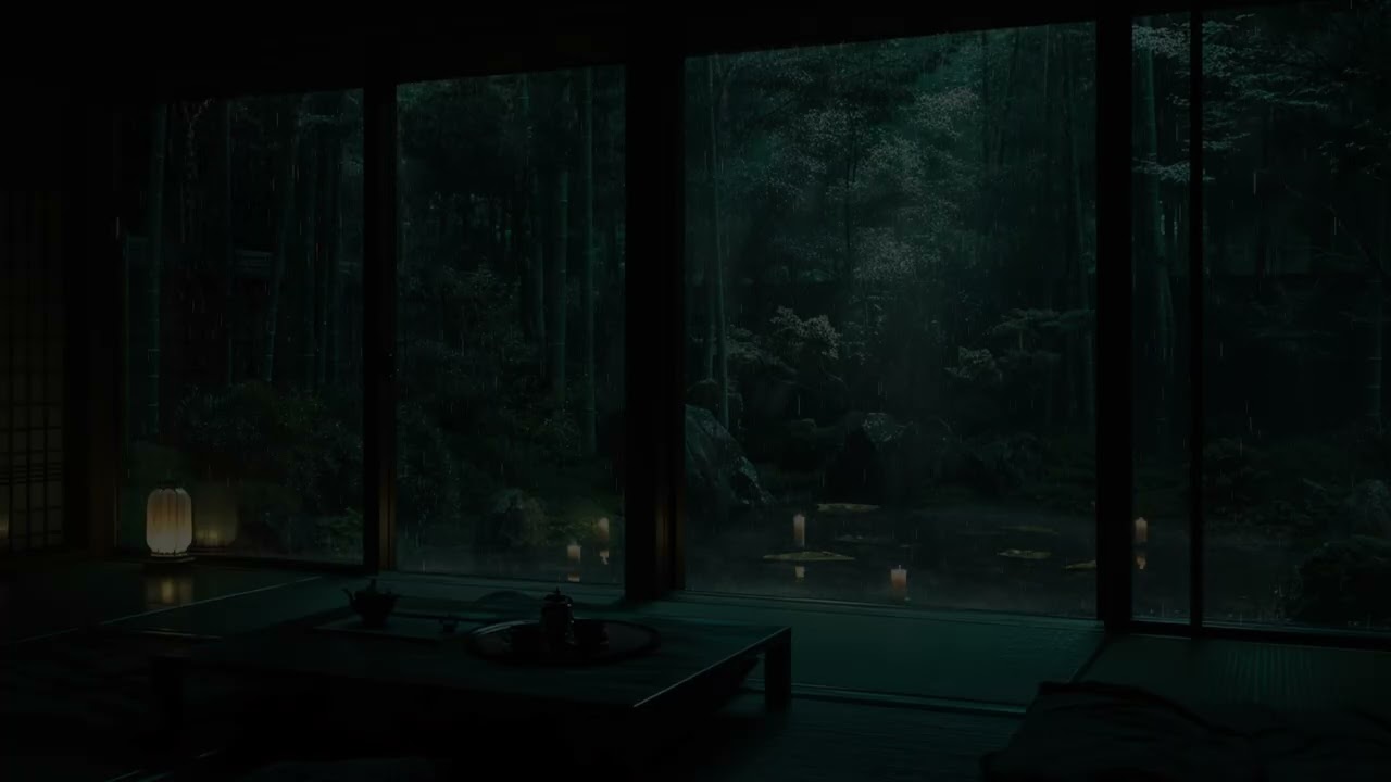 Rain Falling on Window at Midnight No Ads 🌧  Deep Sleep & Anxiety Relief