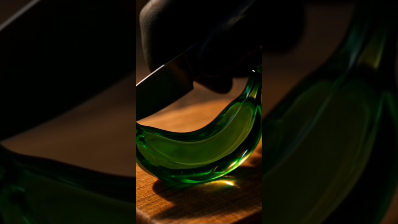 Cutting Glass Fruits  banana 🍌 ASMR #ai #aiart #asmrsounds #asmr #aiasmr #satisfyingvideo