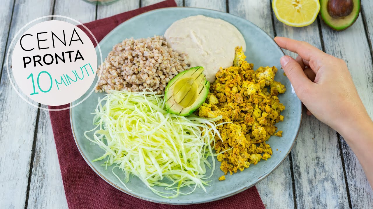 Tofu strapazzato, Hummus, Insalata e Grano saraceno | PIATTO UNICO PRONTO IN 10 MINUTI | Goloso Sano