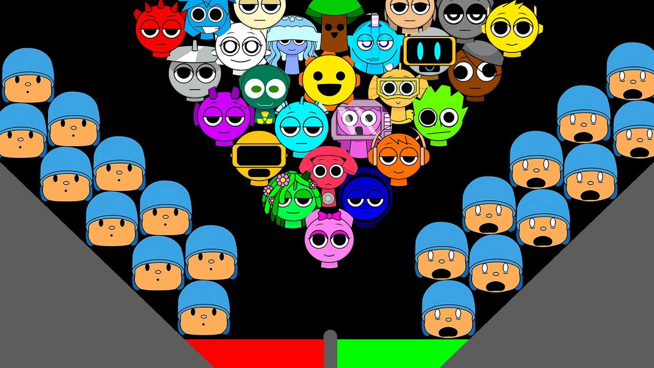 NEW SPRUNKI POCOYO Phase 1 VS Phase 2 VS SPRUNKI Marble Race Tournament in Algodoo!