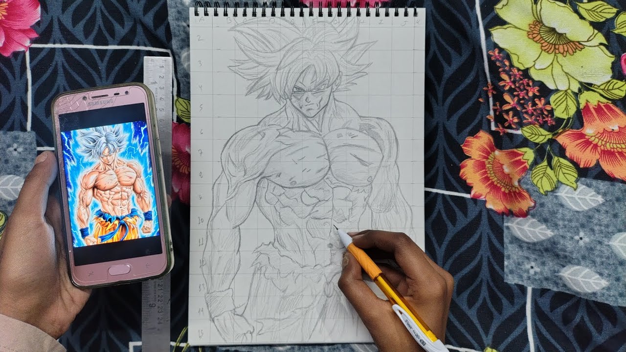 Goku ultra instinct drawing| How to draw Goku ultra instinct drawing outline tutorial 🔥
