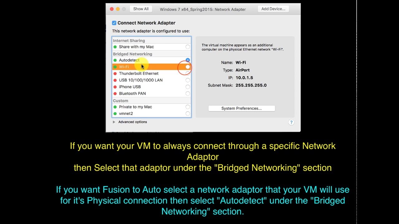 VMWare Workstation and Fusion - Set Network Settings to Bridged