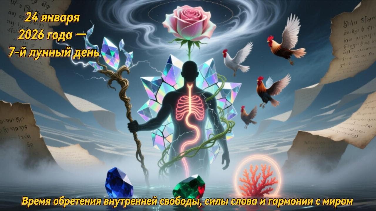 24 января 2026 года — 7-й лунный день. Время обретения внутренней свободы, силы слова и гармонии.