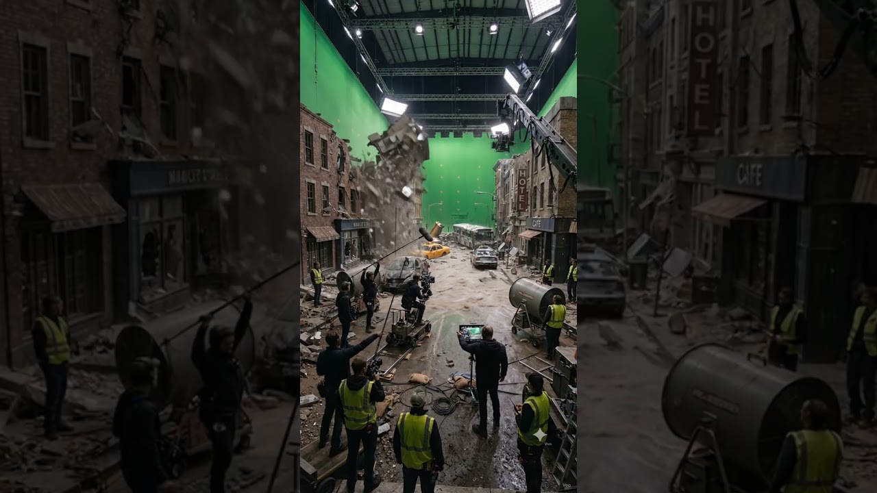 Hollywood Flood Disaster Movie Behind The Scenes 🌊🎬 | City Collapse BTS #aimovie #ytshorts #trending