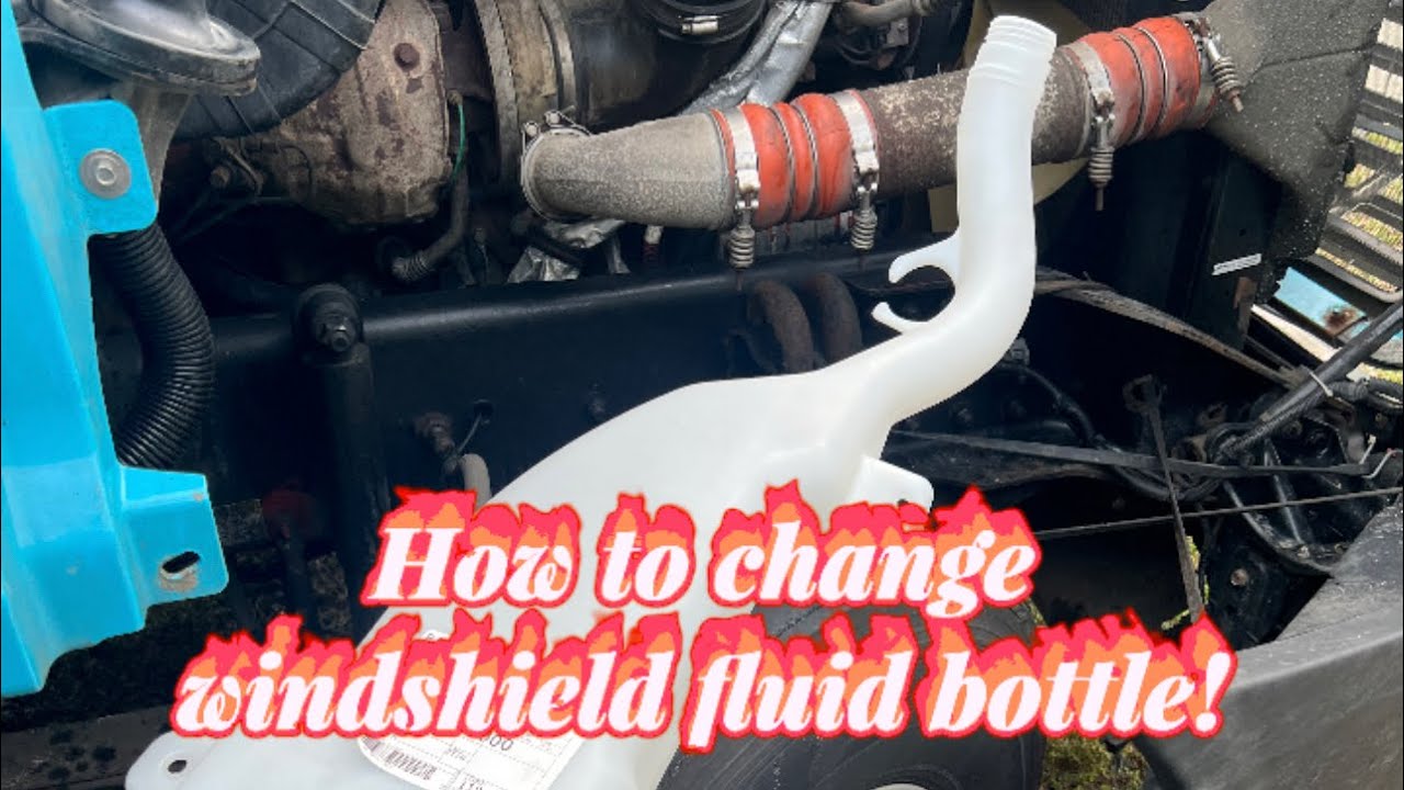 How to change a windshield washer fluid Reservoir bottle on a Freightliner.