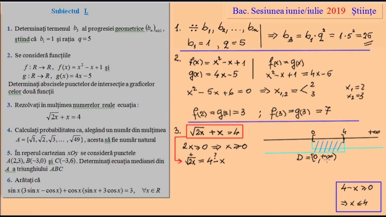 Bacalaureat 2019 la Matematica, Stiintele Naturii