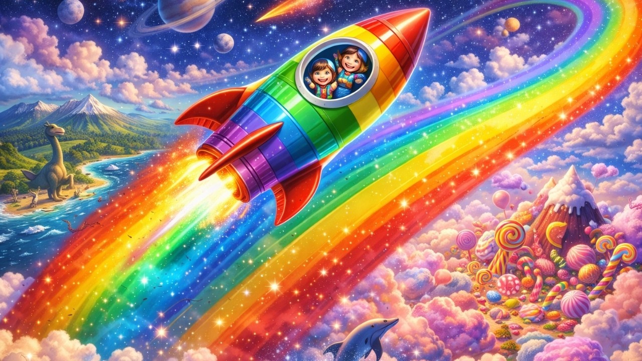 🎵 Rainbow Rocket Ride Kids Adventure Song Nursery Rhyme , Fun Space Dance for Toddlers and Preschool