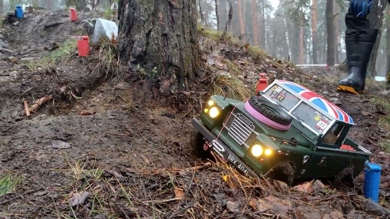 Boom Racing BRX02 leafsprung Land Rover Series III 109 class 0 run at RCTEG Winter trial 2025