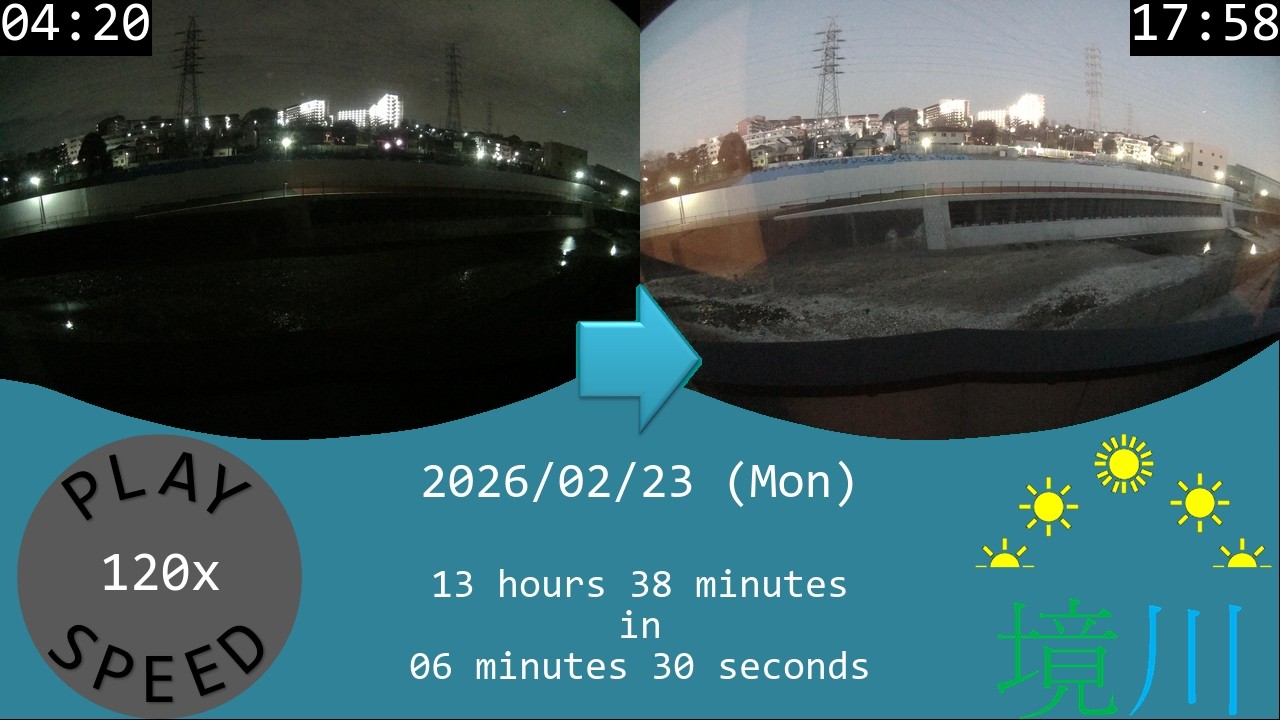 2026/02/23 Tokyo Sakai River Time Lapse / 東京境川タイムラプス(木曽東調節池工事)/ Accéléré de la rivière Sakai à Tokyo