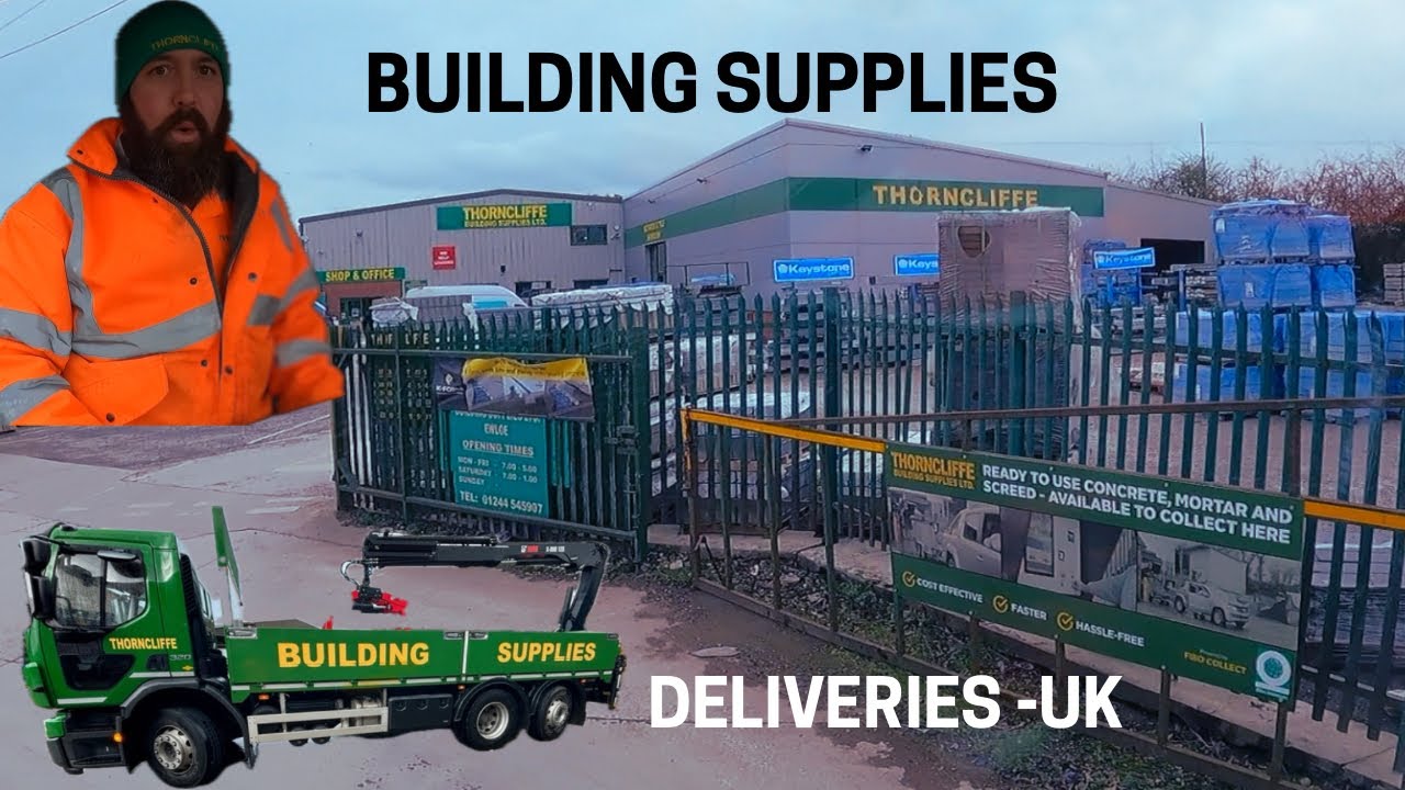 DELIVERING BUILDING SUPPLIES WHAT EVER THE WEATHER-DRIVING A VOLVO TRUCK AND OPERATING A HIAB CRANE