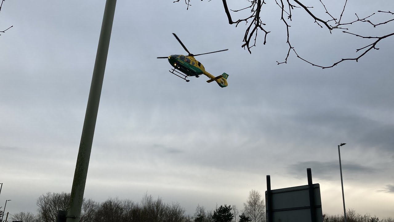 G-HIOW Hampshire and Isles of white air ambulance  taking off from the orbital shopping park ￼￼
