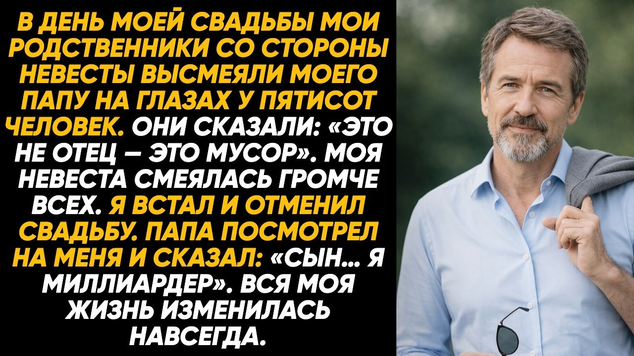 Родня невесты унизила моего отца на свадьбе, считая его бедняком, а он оказался миллиардером втайне.