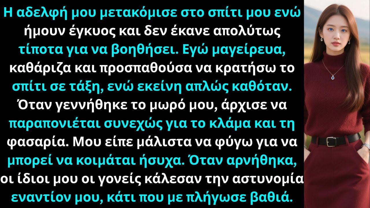 Η αδελφή μου μετακόμισε ενώ ήμουν έγκυος και δεν βοήθησε καθόλου  οι γονείς μου όμως την υποστήριξαν