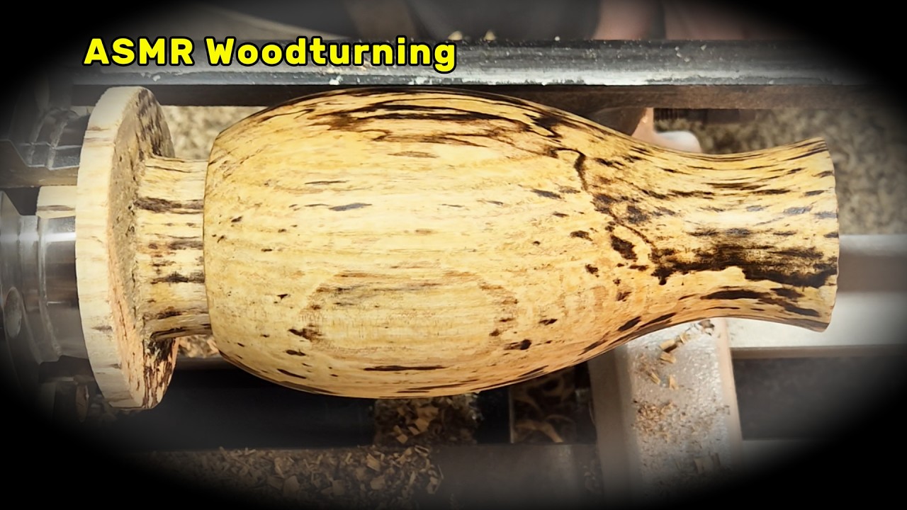 ASMR - Woodturning a Spalted Ash Log Into a Beautiful Vase (Pure Lathe Sounds)