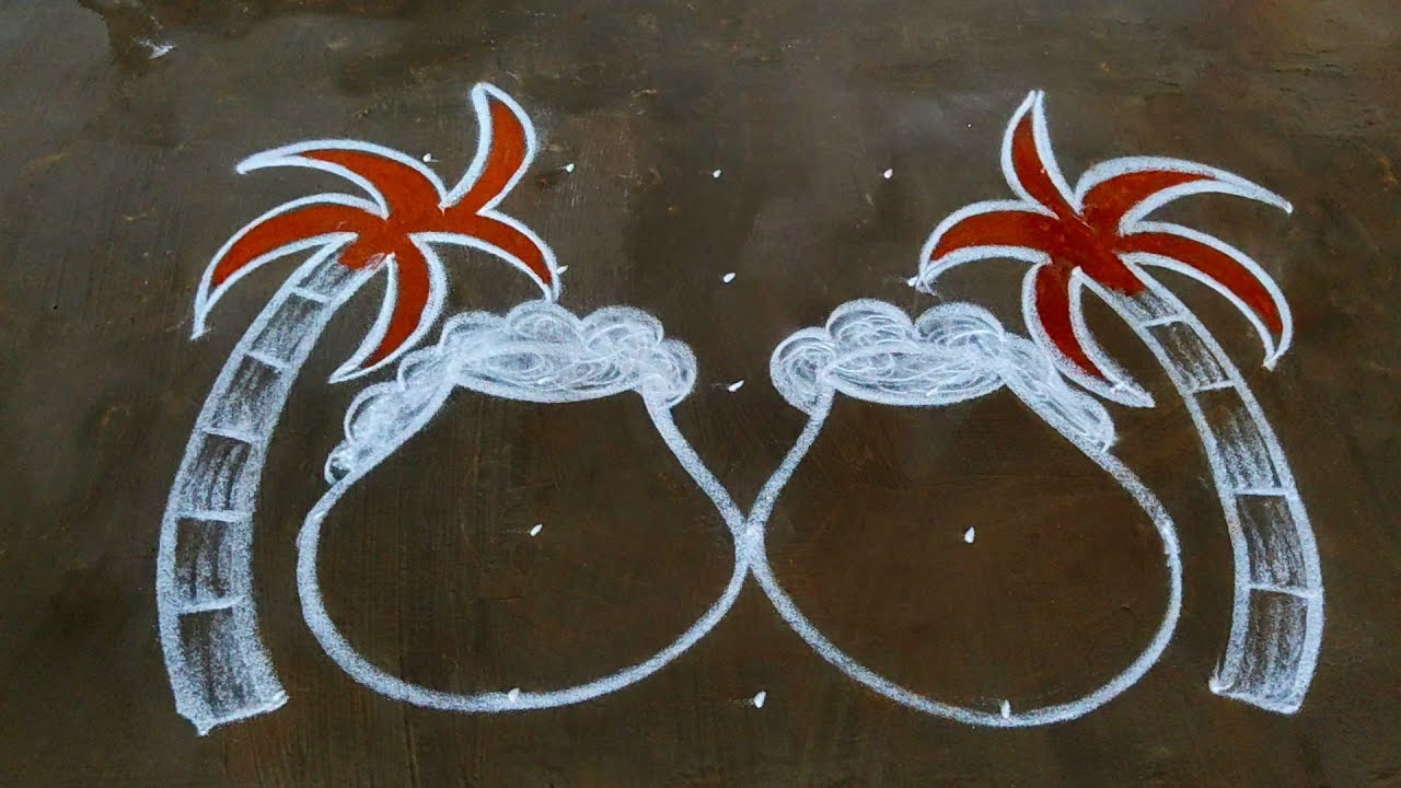 Simple pongal kolam with dots| Beautiful bhogi kundalu muggulu| Small pongalrangoli| Creativerangoli