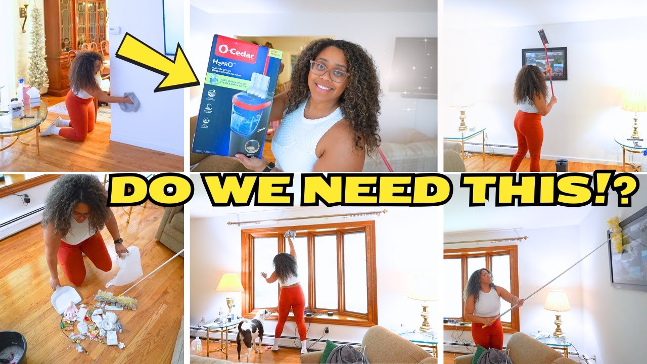 DEEP CLEANING MOTIVATION! WALL WASHING// OCEDAR FLAT MOP// MESSY HOUSE CLEANING!