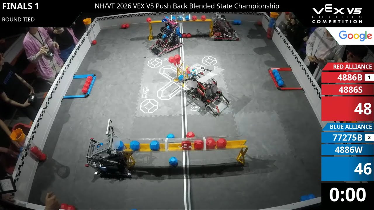 NH/VT 2026 Push Back Regionals : Division 1 - Final #1-1 - 4886B & 4886S vs 77275B & 4886W - Auton +