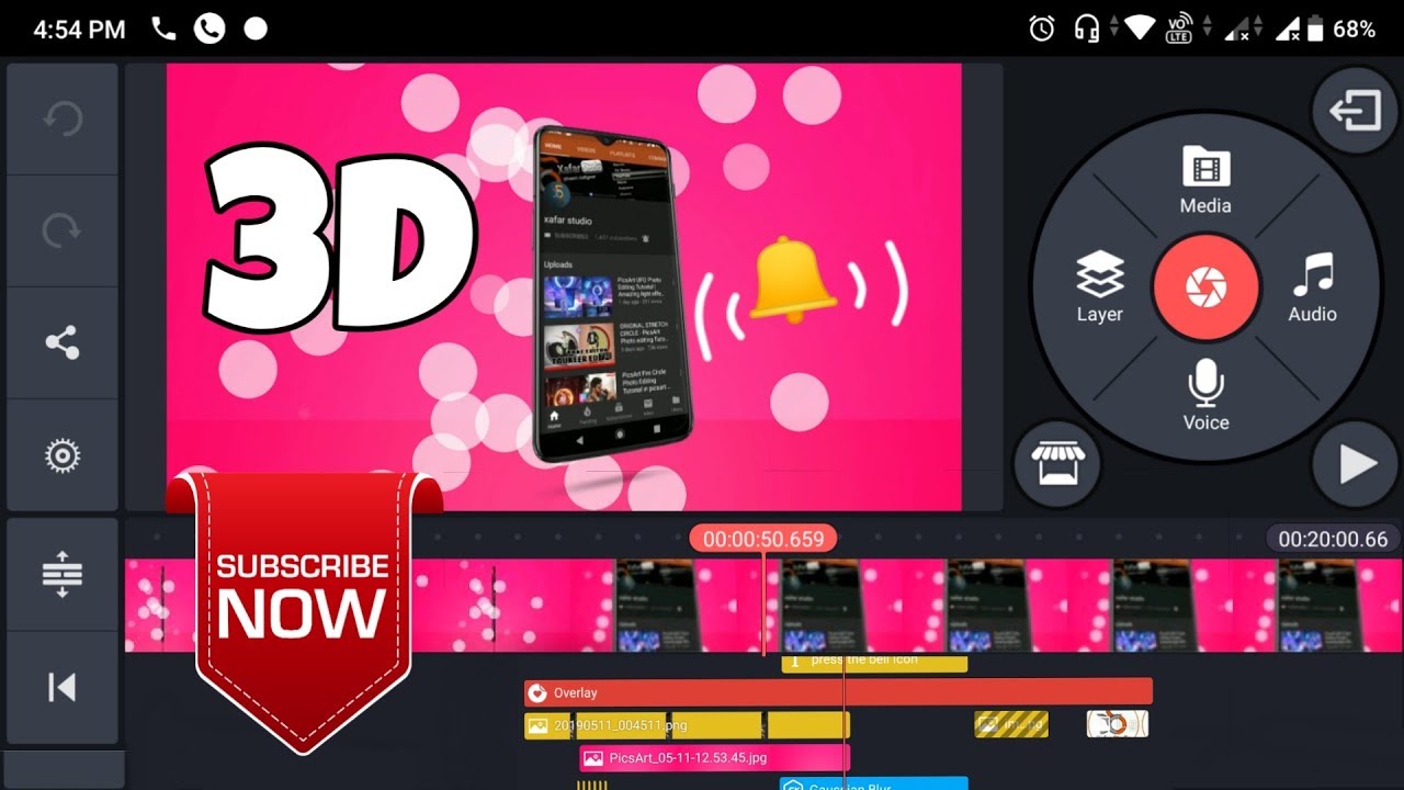 How to make Original 3D Subscribe and Bell icon Intro in Kinemaster Full Tutorial in Hindi 2019