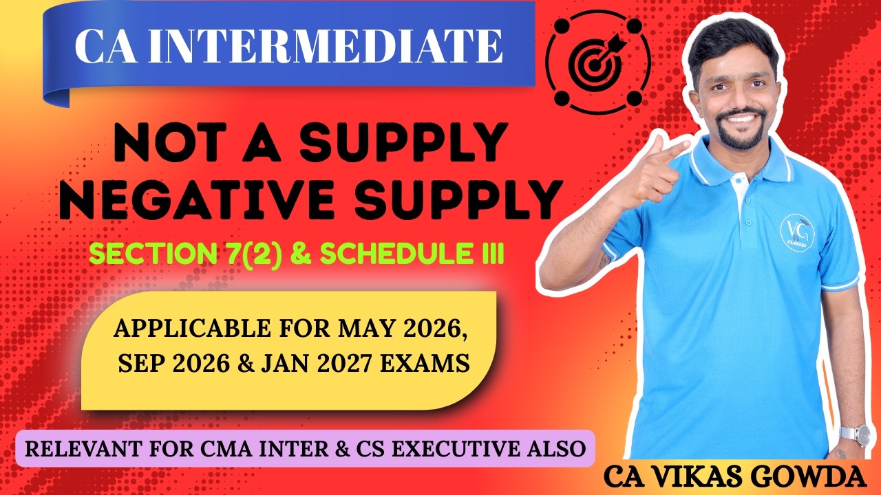 Not a Supply as per Section 7(2) & Schedule III | Negative Supply | GST Demo Class | Indirect tax