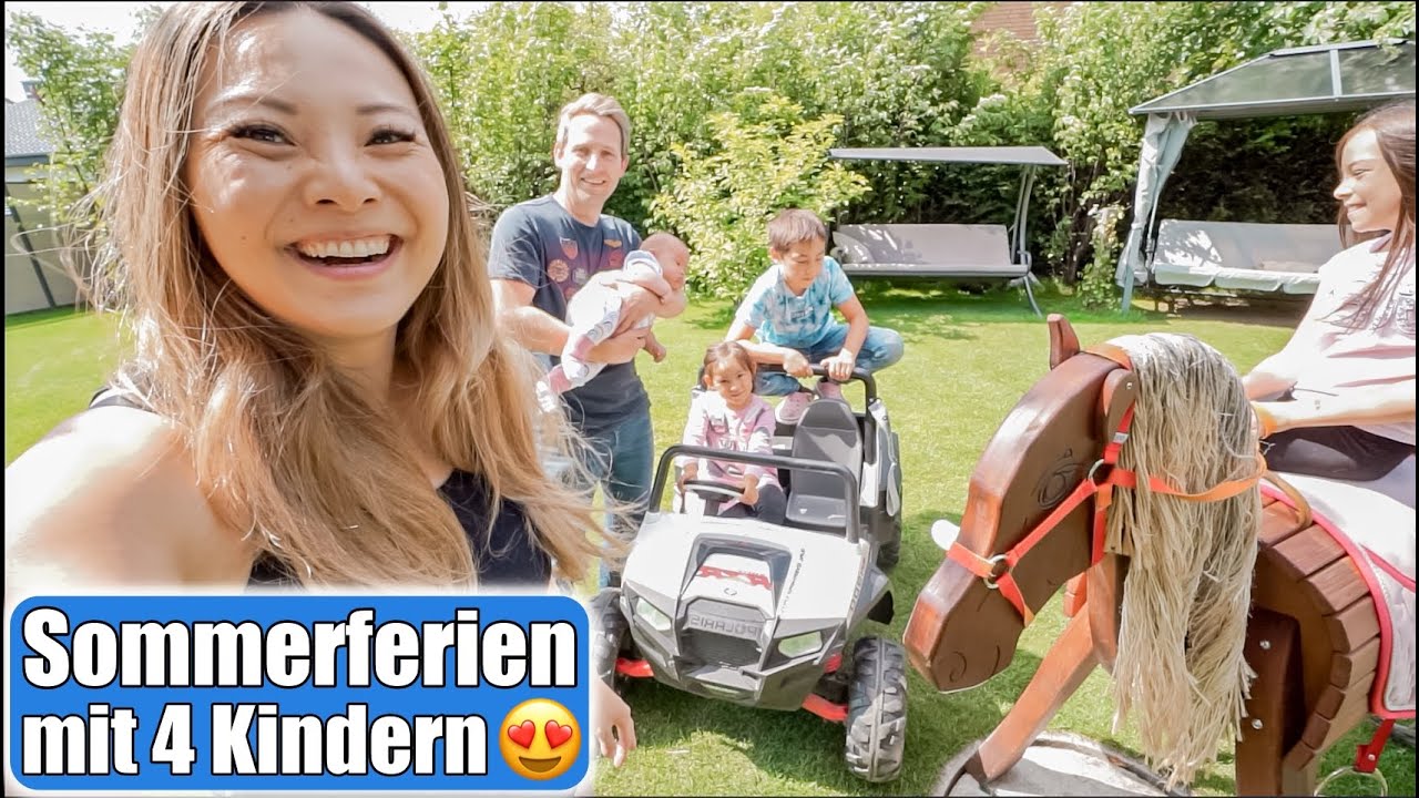 Sommerferien mit 4 Kindern 😍 Spiel Spaß im Garten! Lecker Eiskaffee & Urlaub dm Haul! Mamiseelen