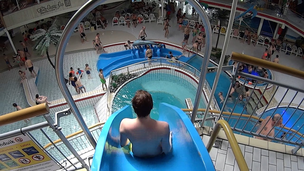 Super Fun Drop Slide with Tuberides at Tikibad Duinrell