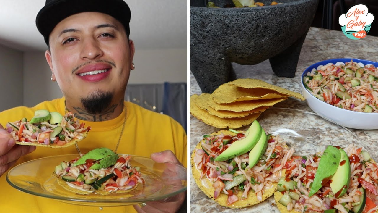 NO TIENES GANAS DE COCINAR! PUES UNAS TOSTADAS DE JAIBA (SURIMI)RECETA!