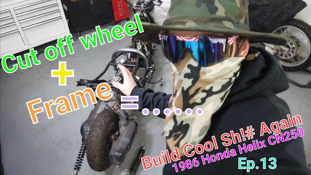 Cutting the frame on our 1986 Honda Helix CN250 Ep.13