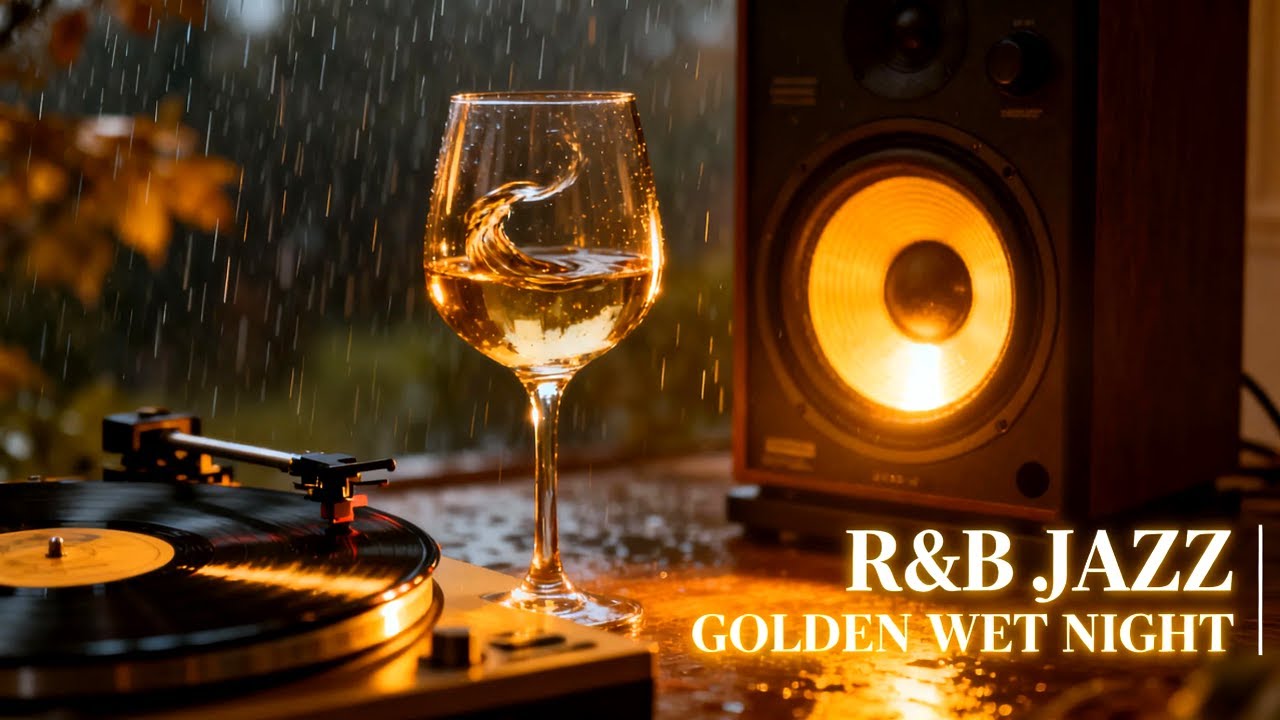 Rainy November Warm RnB Jazz for Focus | Smooth Golden Café Night Ambience
