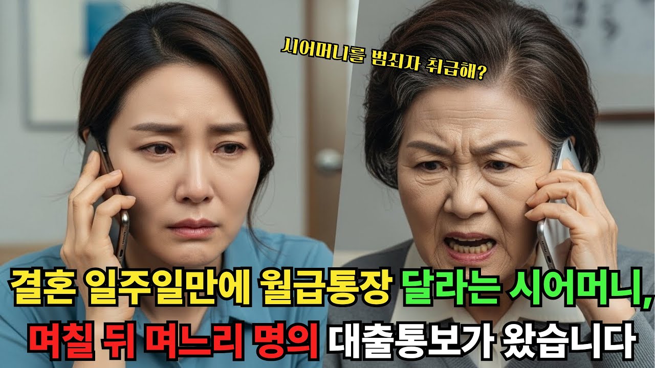 결혼한지 일주일만에 월급통장 달라던 시어머니, 며칠 뒤 며느리 명의 대출통보가 왔습니다ㅣ인생사연ㅣ사이다사연ㅣ노후사연ㅣ고부갈등ㅣ오디오북