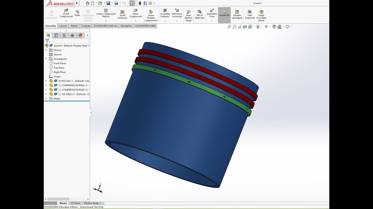 SIMPLE PISTON AND RINGS ASSEMBLY | BEST ENGINEER