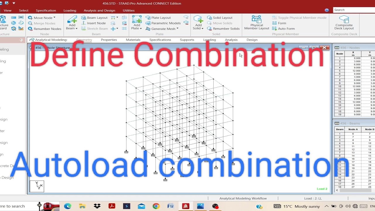 Load Combination in Staad Pro [Staad Pro Advance connect Edition Tutorial-20]