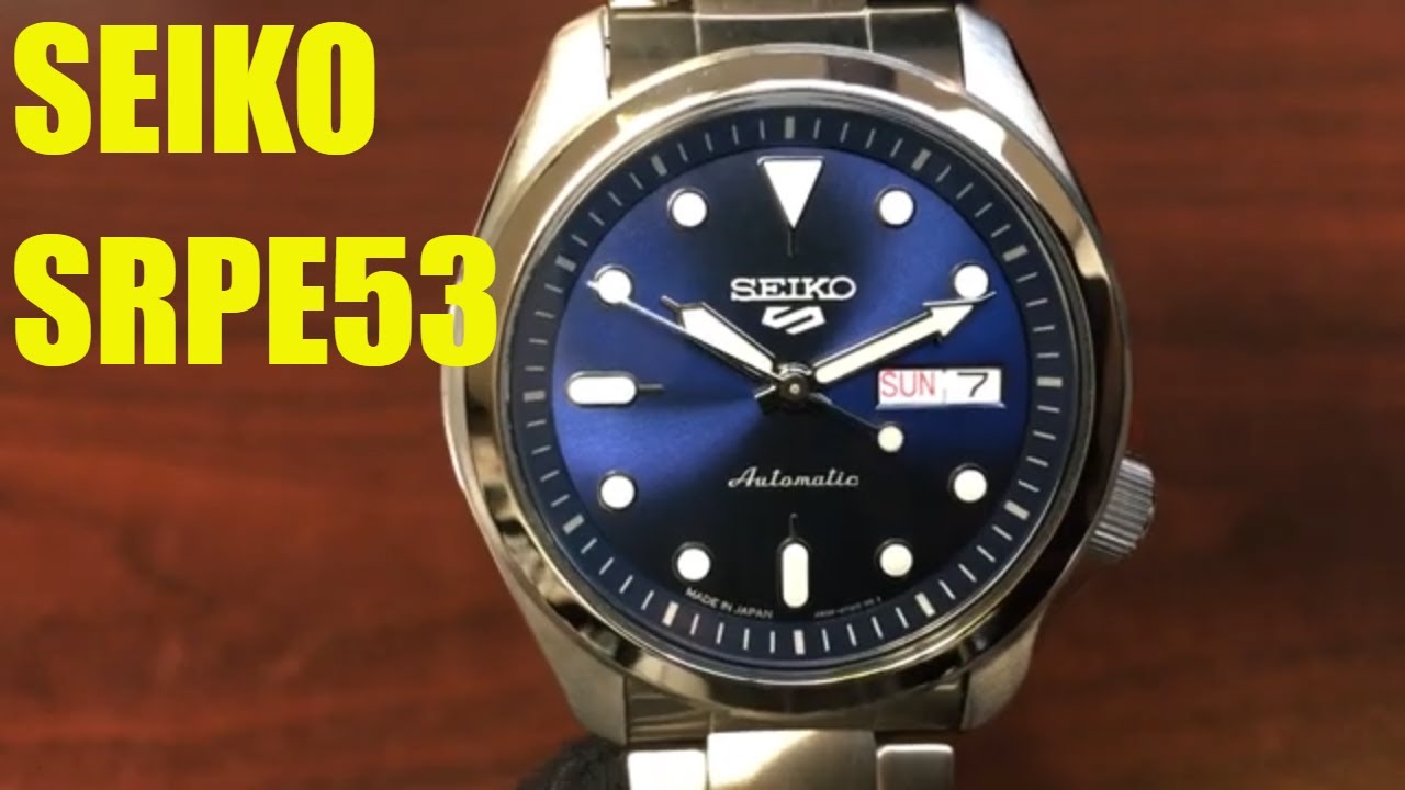Seiko 5 Automatic Stainless Steel Blue Dial Watch SRPE53K1 SRPE53