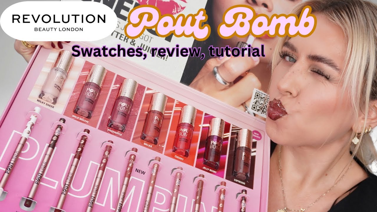 Makeup Revolution Pout bomb Lip Plumping Gloss & Pout Liner Lip Plumping Liner swatches, review
