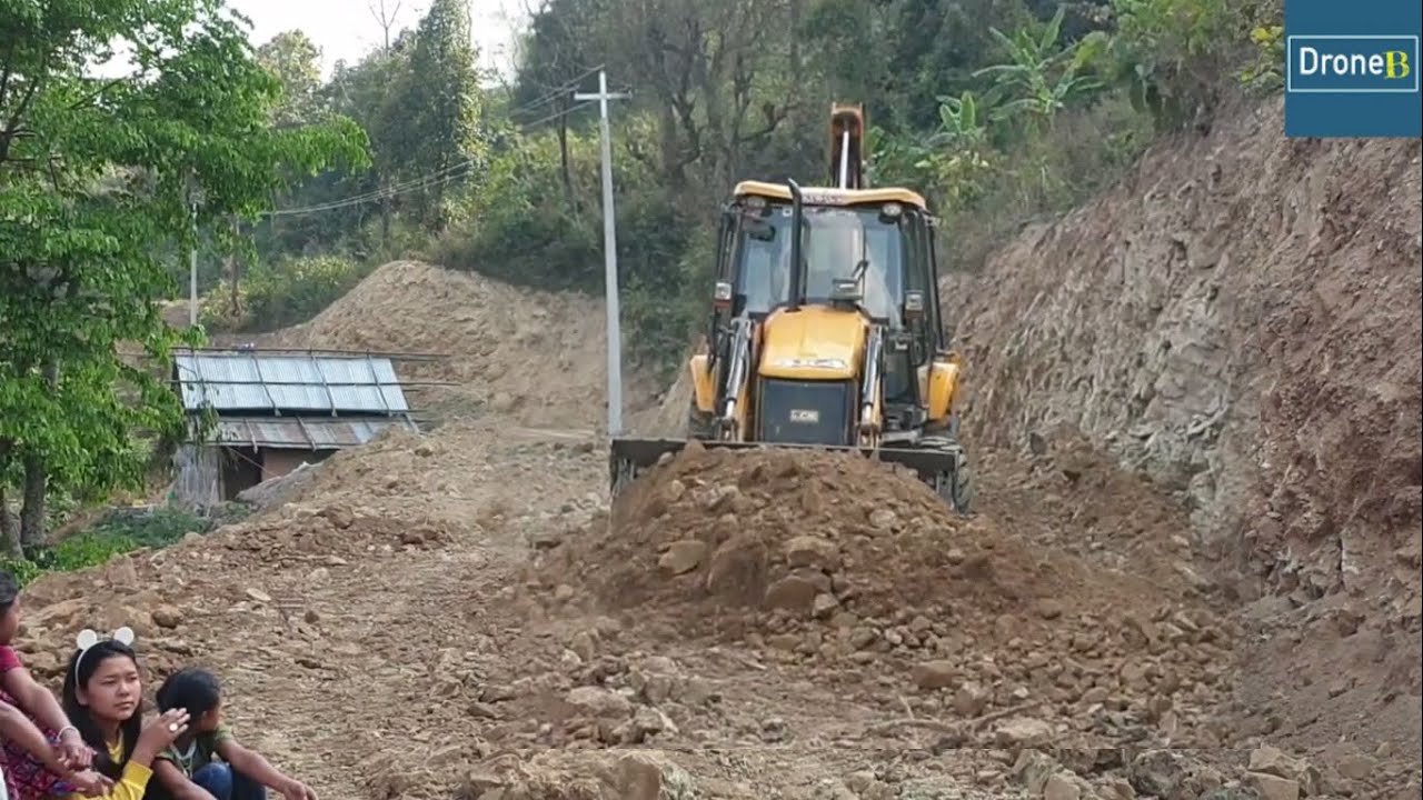 Final Touch-after Excavator-JCB Backhoe Loader-Grading Hilly Road
