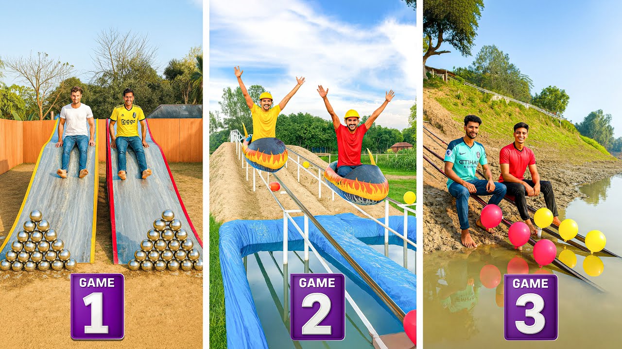 sliding down into nonstop action - smash, splash, and thrill ! every competition was intense !